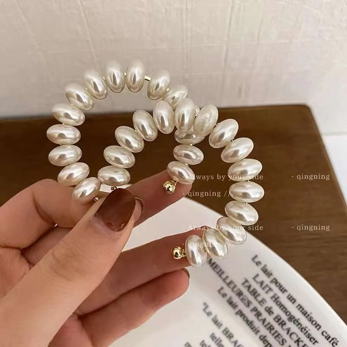 15 Button Pearl 18K Gold Large Hoop Earring for Women