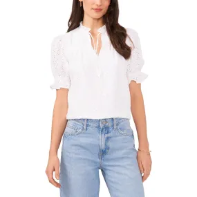 1.State Womens Floral Eylelet Pullover Top
