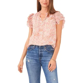 1.State Womens Floral Print Bell Sleeves Pullover Top