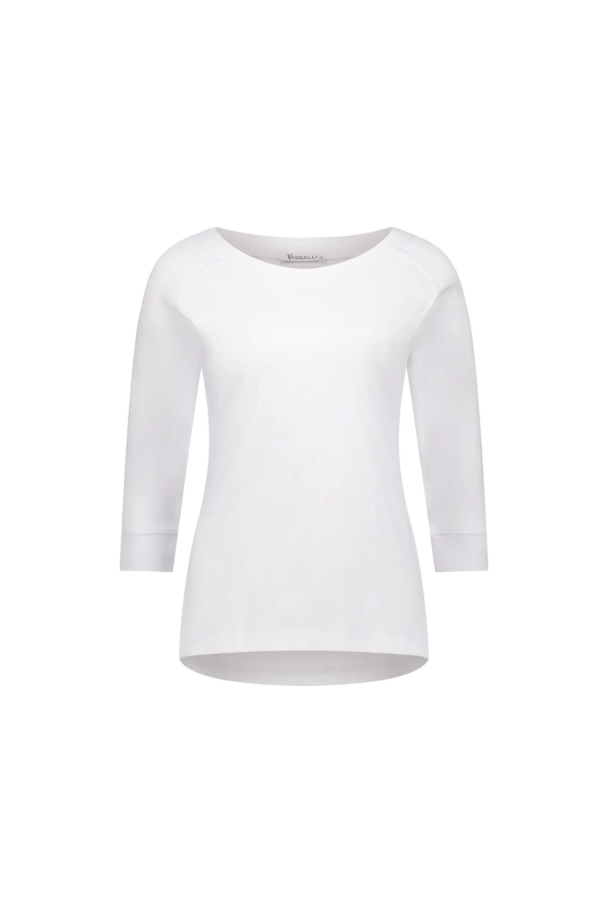 4381 Boat Neck 3/4 Sleeve Top -White