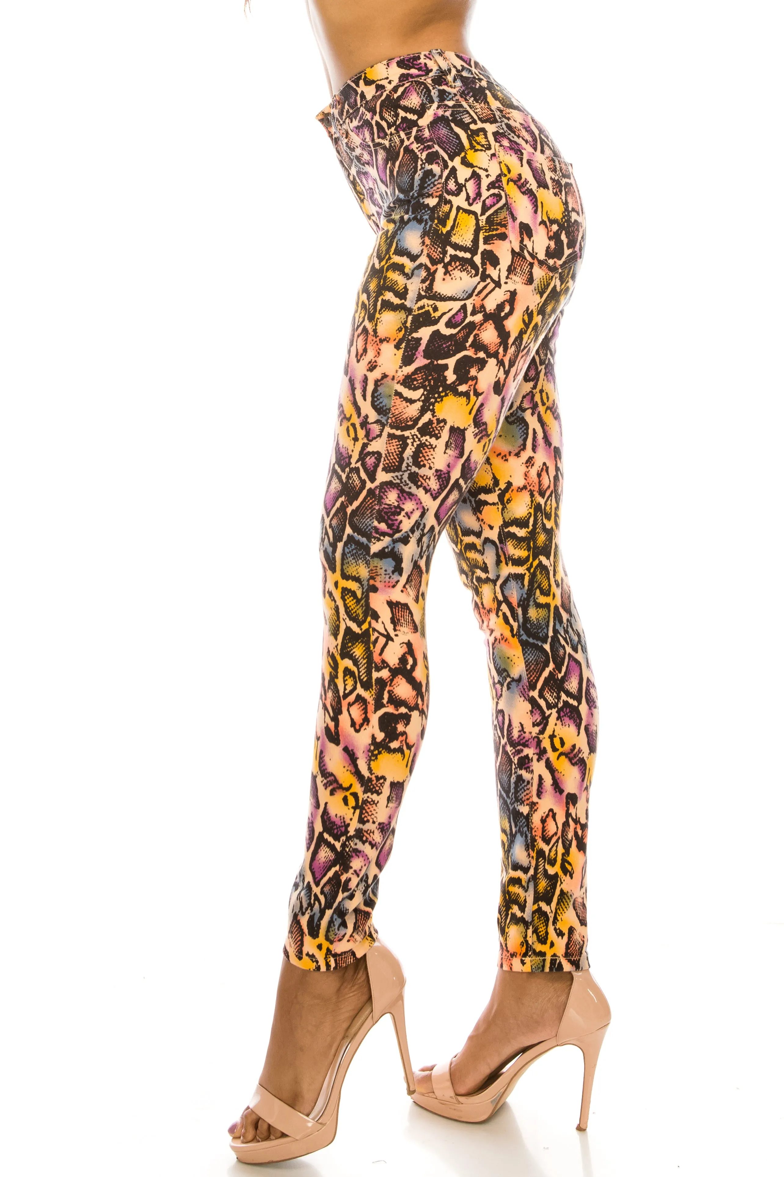 4587 Super High Waisted Animal Printed Skinny Jeans
