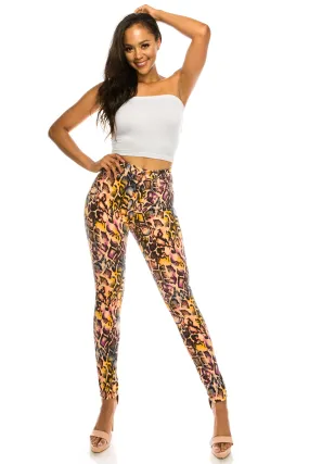 4587 Super High Waisted Animal Printed Skinny Jeans