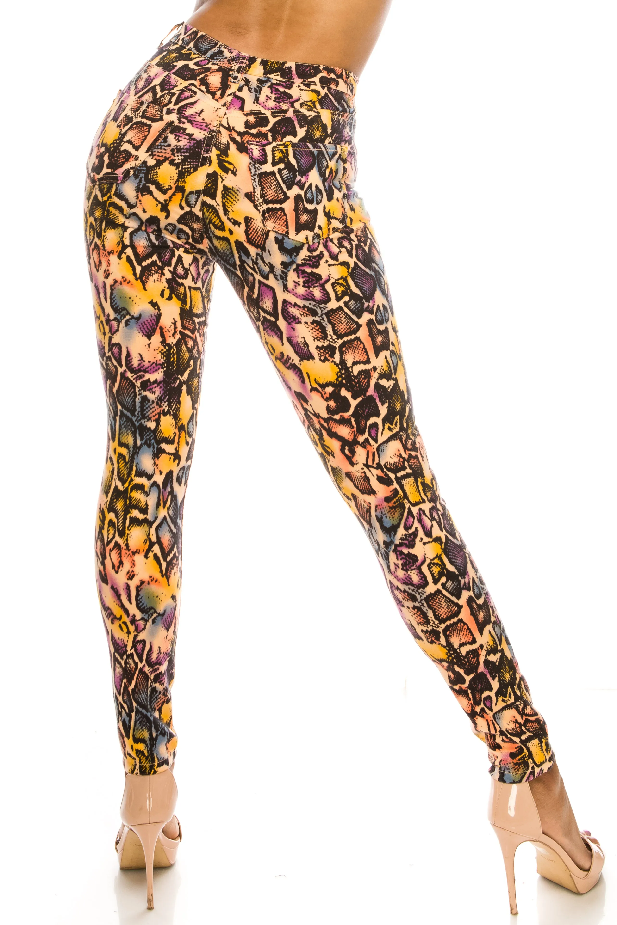 4587 Super High Waisted Animal Printed Skinny Jeans