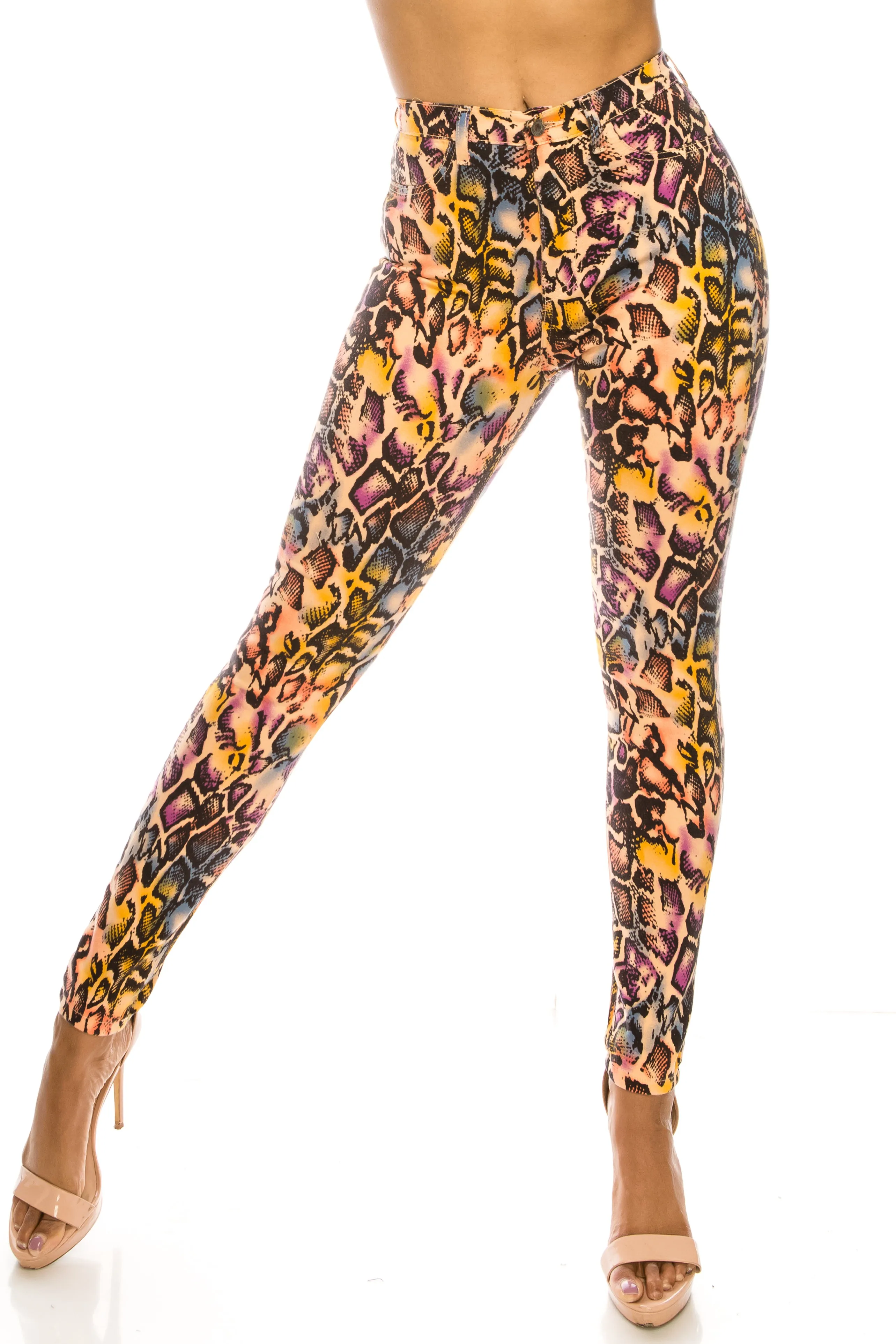 4587 Super High Waisted Animal Printed Skinny Jeans