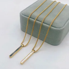 Bar Id Mother Of Pearl White 18K Gold Anti Tarnish Stainless Steel Necklace Pendant Chain For Women