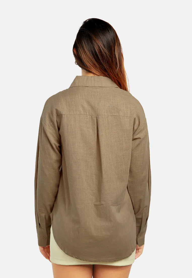 Basic Cotton Collared Shirt