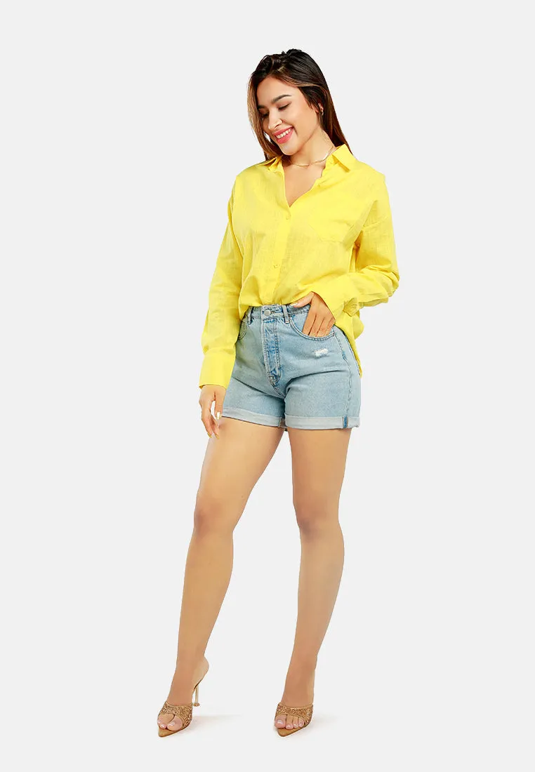 Basic Cotton Collared Shirt