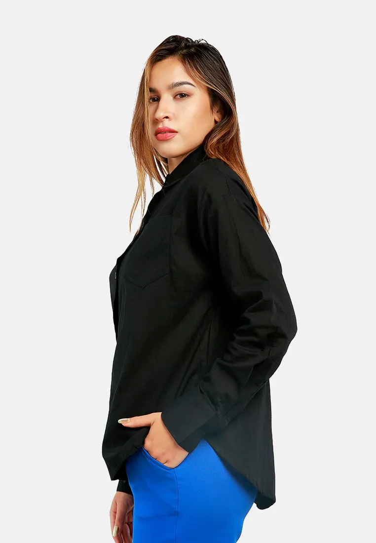 Basic Cotton Collared Shirt