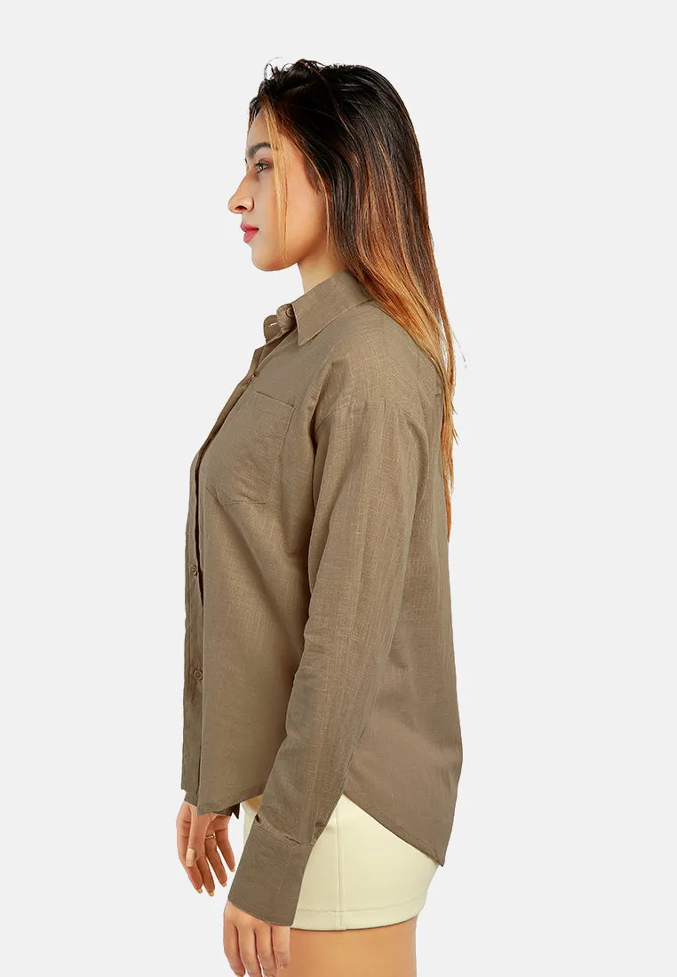 Basic Cotton Collared Shirt