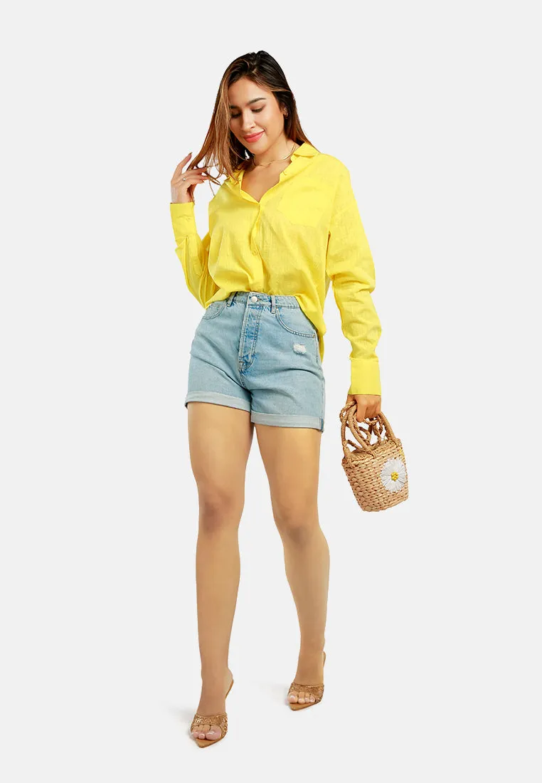Basic Cotton Collared Shirt