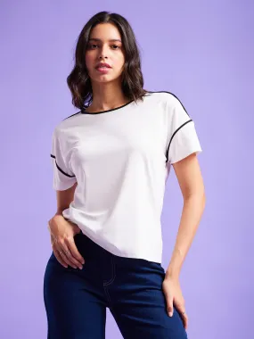 Bell Sleeves Solid Top - White And Black