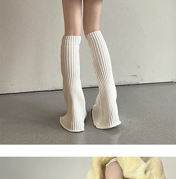 BJN.ARG Solid Color Ribbed Flare Leg Cover