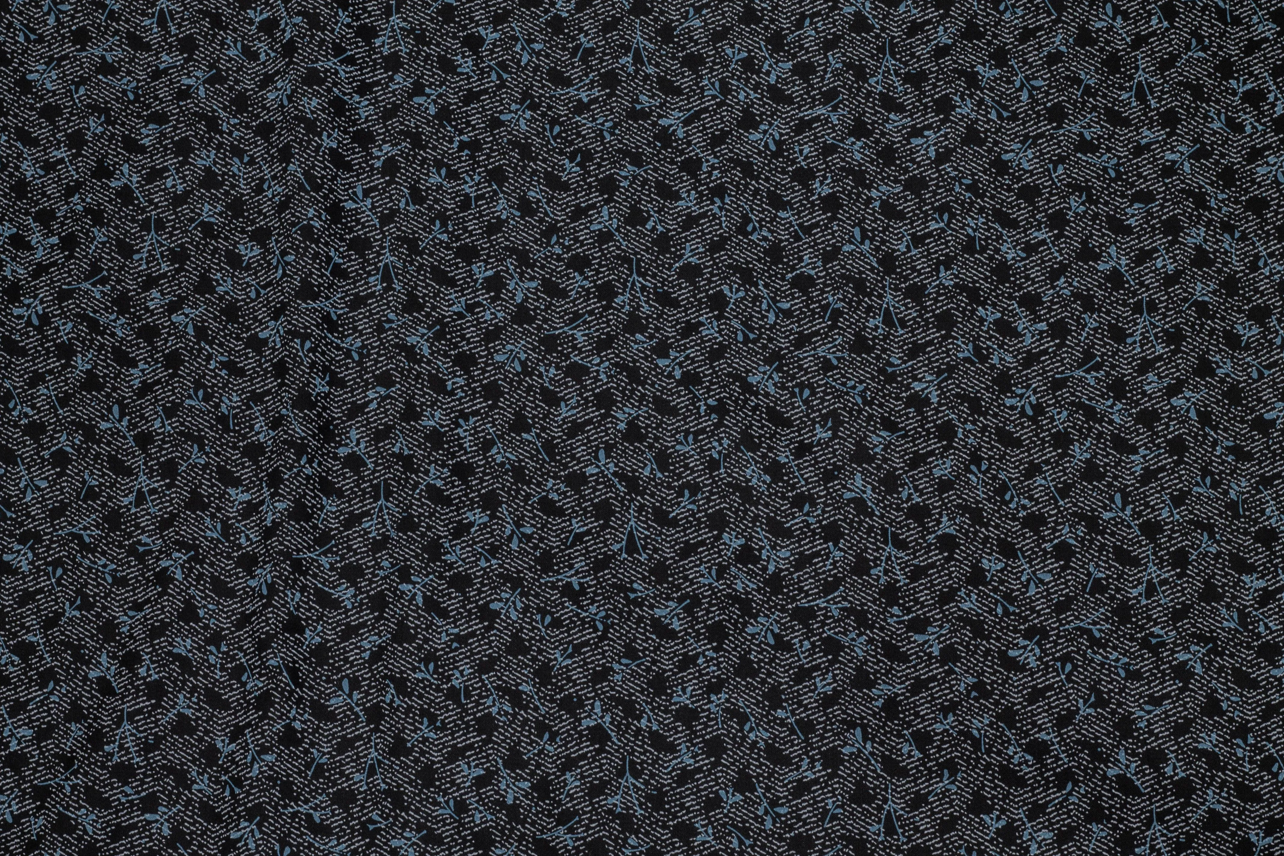 Blue and Gray Floral Abstract Cotton