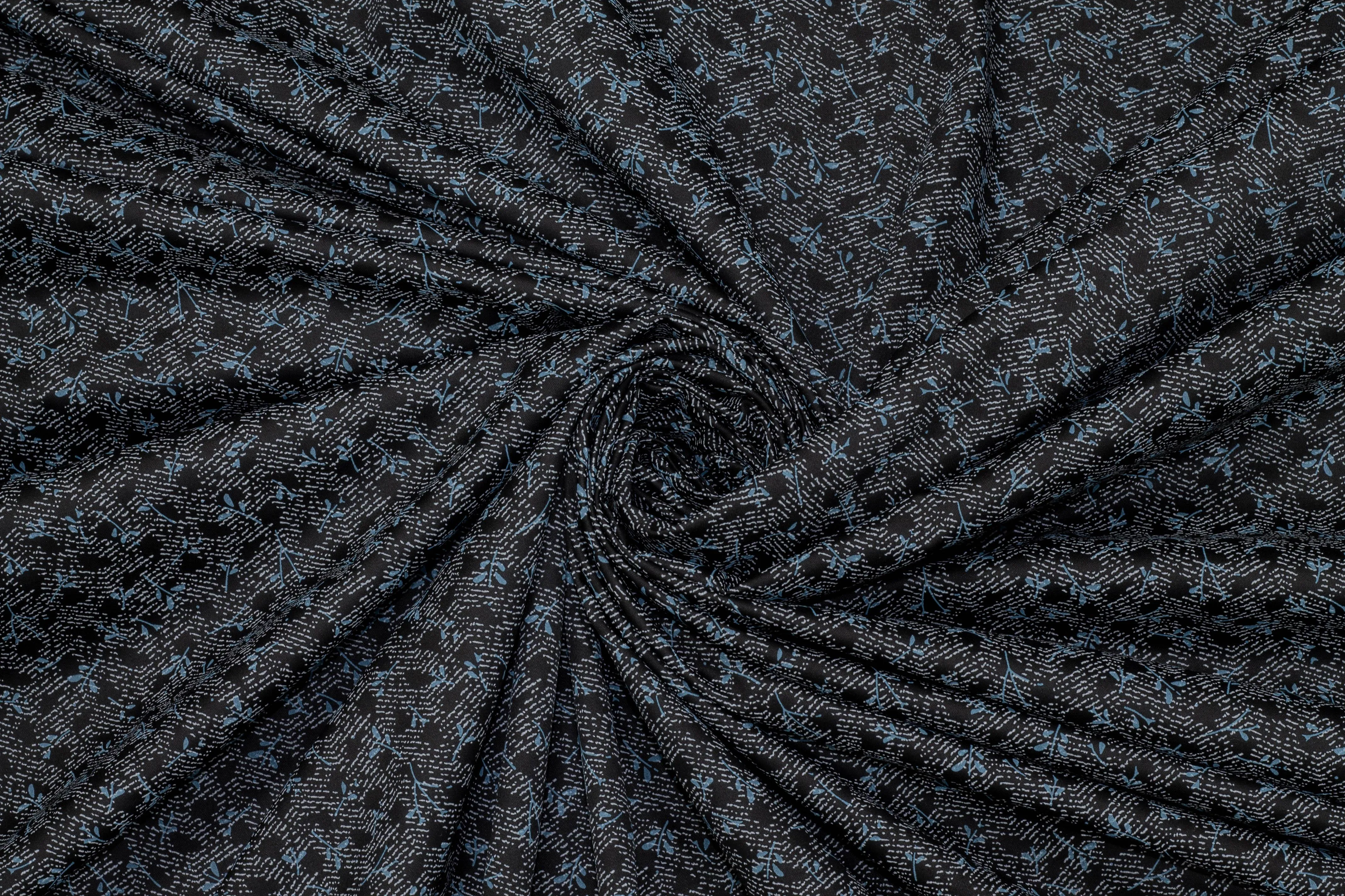 Blue and Gray Floral Abstract Cotton