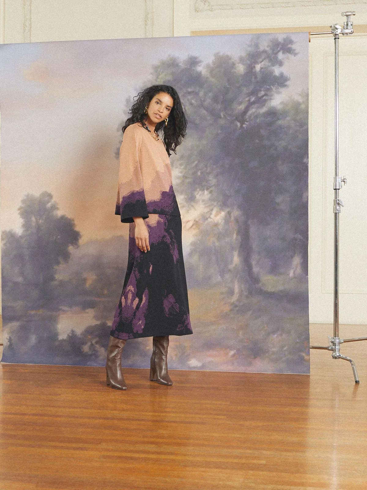 Boat Neck Tunic - Bell Sleeve Recycled Knit