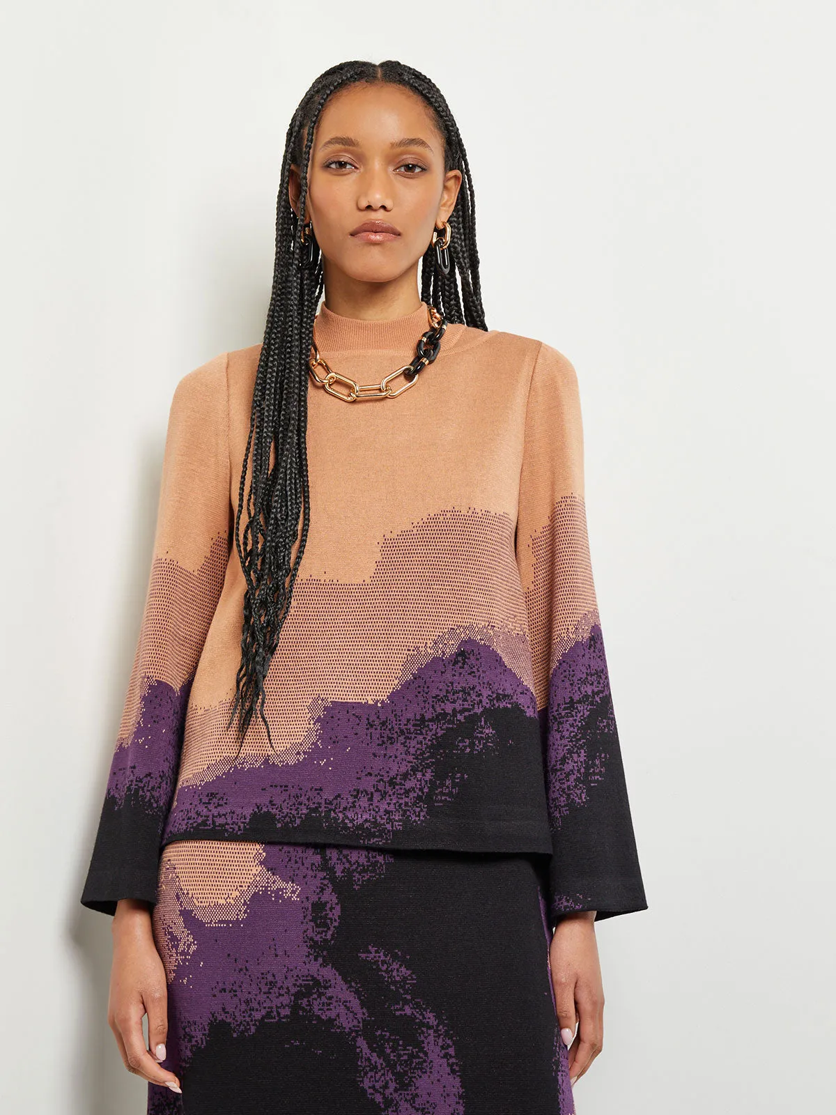 Boat Neck Tunic - Bell Sleeve Recycled Knit