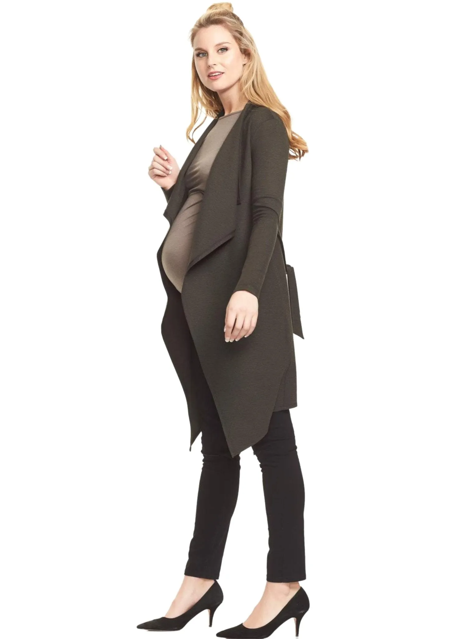 Bonnie Maternity Coatigan - Khaki Marle