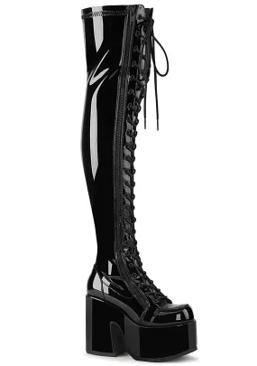 CAMEL 300 Mistress May I Patent Black Platform Boots