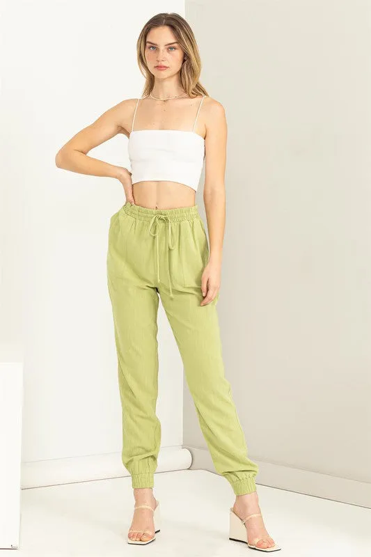 Chic Status Linen Drawstring Jogger