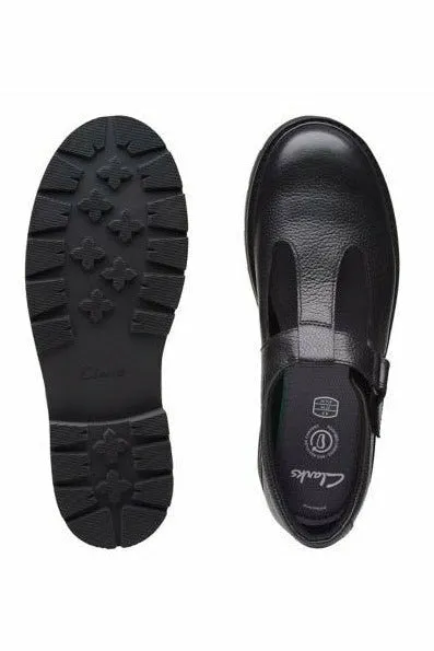 Clarks Prague Brill in Black Leather