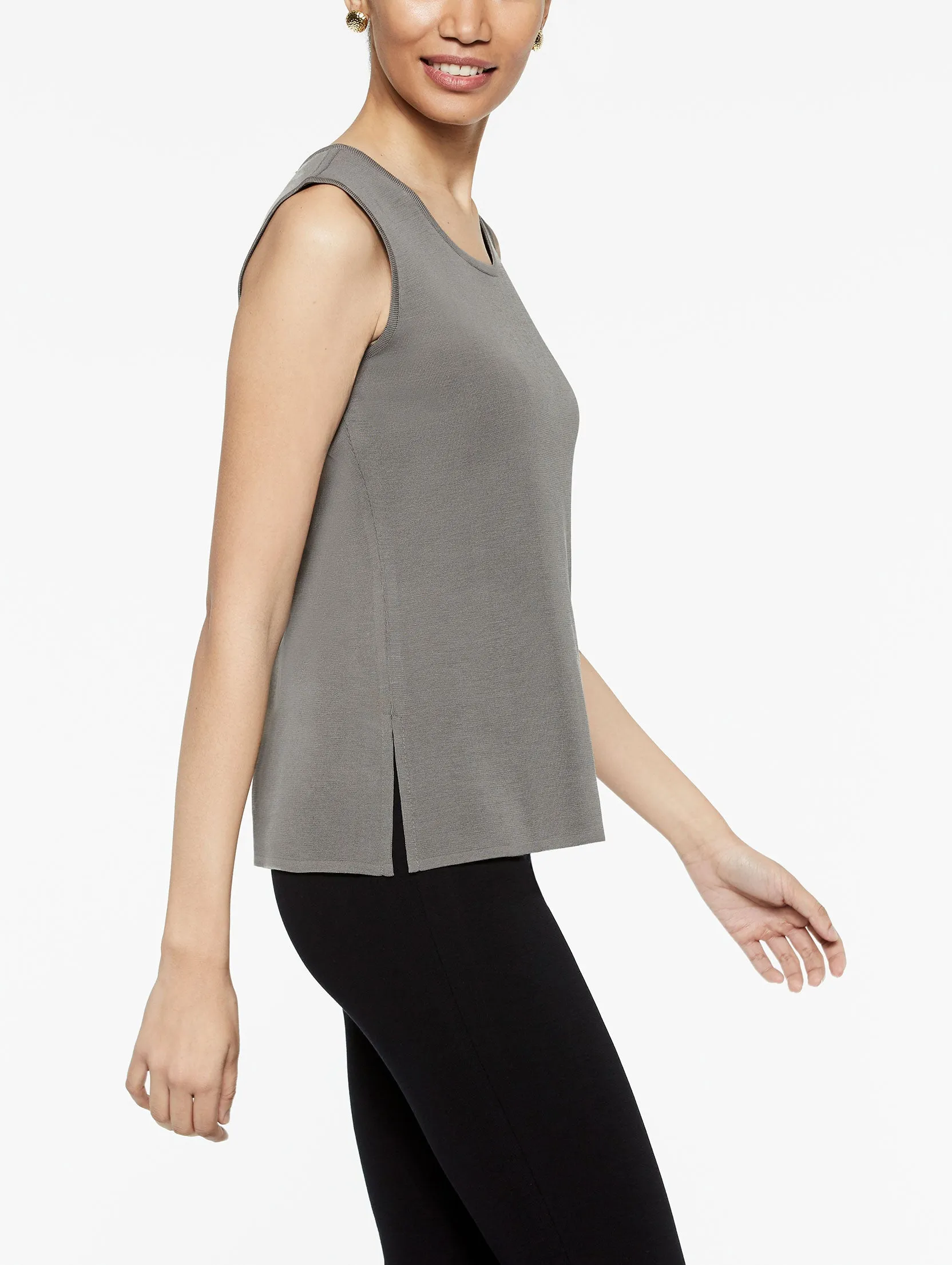 Classic Knit Tank Top, Mink Grey