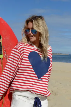 Copy of Hammill   Co Lucky Stripe Sweat Red Vanilla