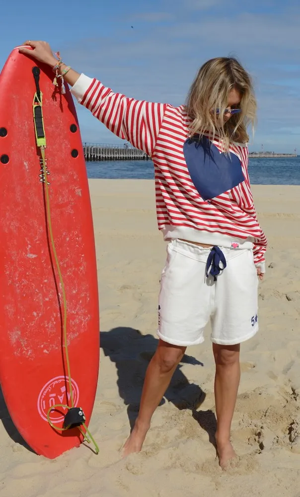 Copy of Hammill   Co Lucky Stripe Sweat Red Vanilla