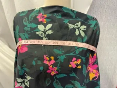 Cotton Floral Print- Navy / Green /Pink