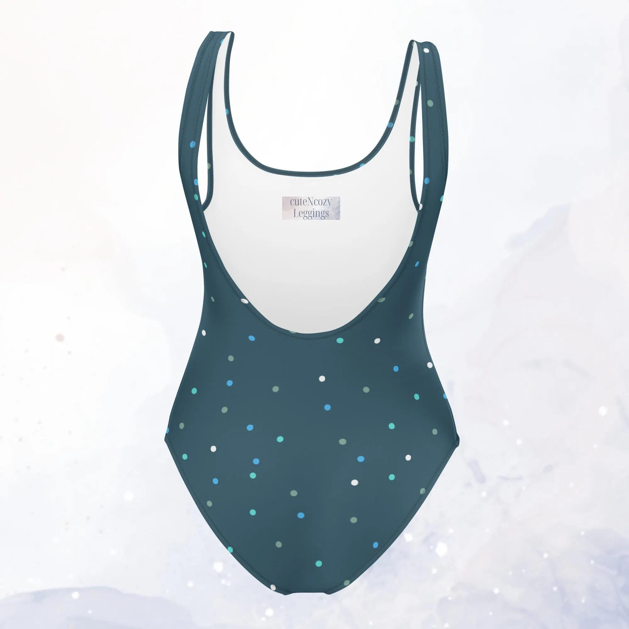 Dark Blue Polka Dot One-Piece Swimsuit