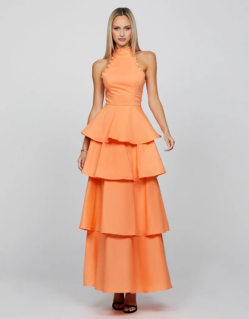 ELARA HIGH NECK TIERED MAXI BL66D12L