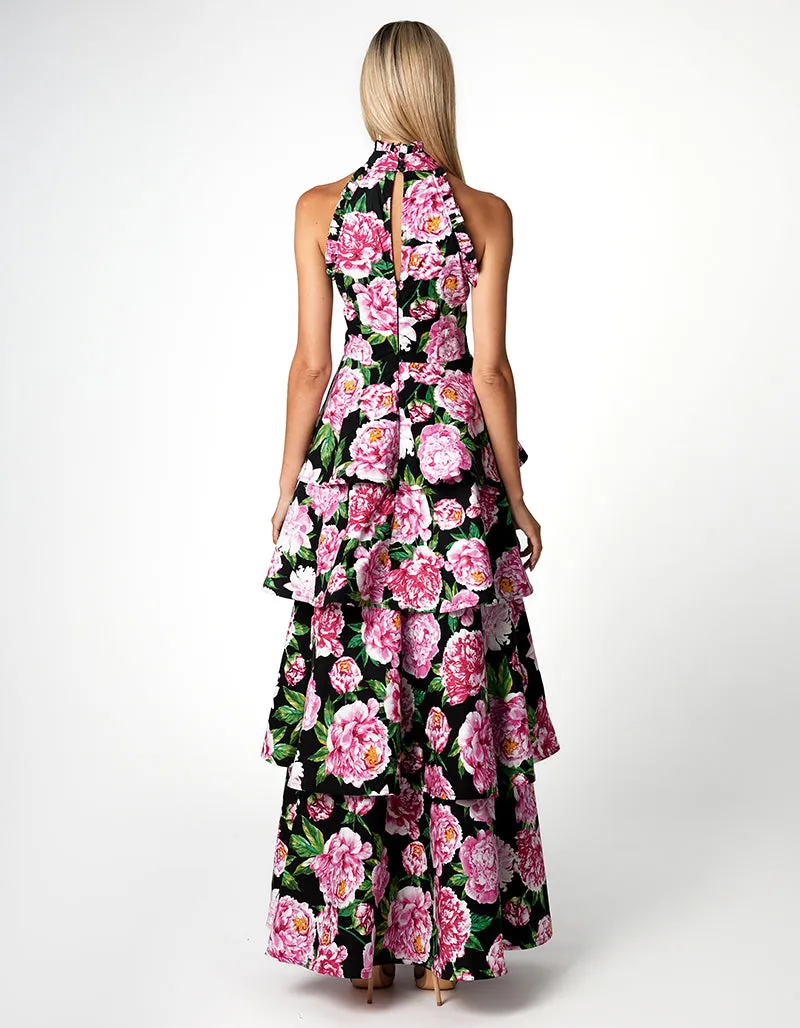 ELARA HIGH NECK TIERED MAXI BL66D12L