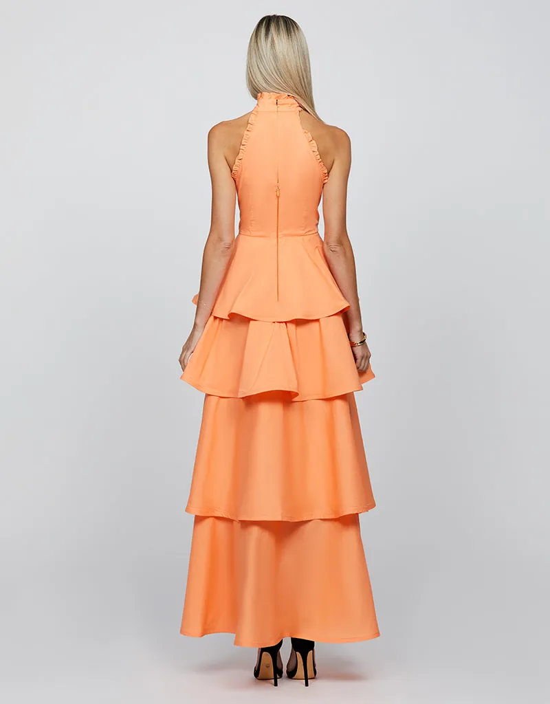 ELARA HIGH NECK TIERED MAXI BL66D12L