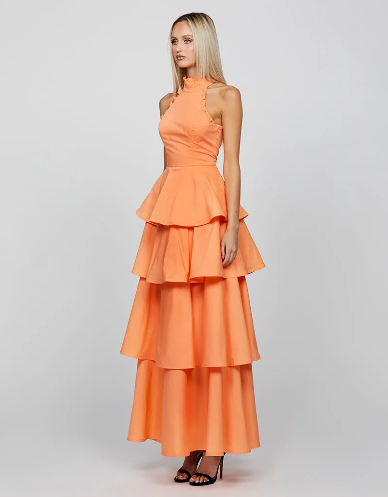 ELARA HIGH NECK TIERED MAXI BL66D12L