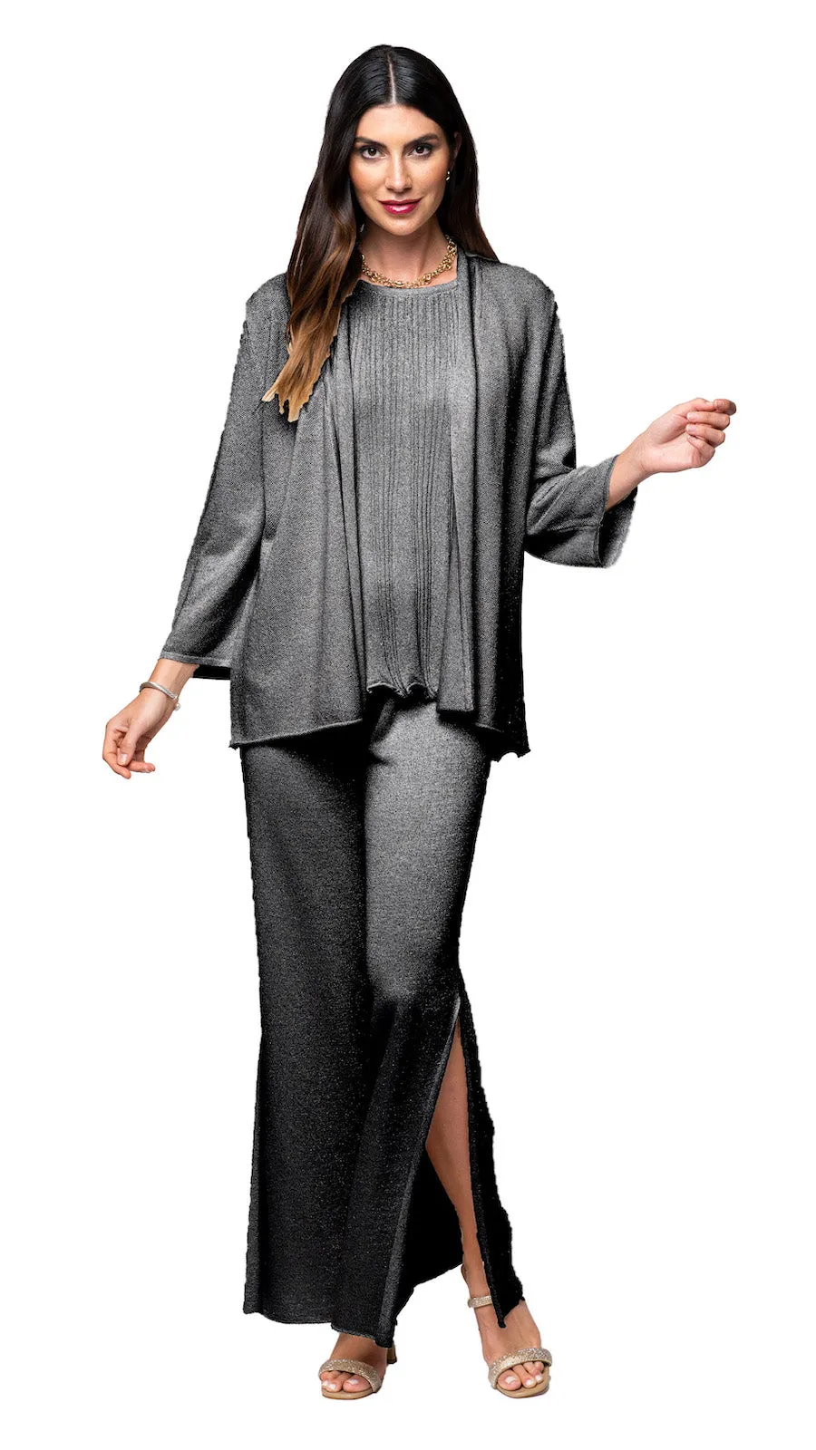 Elsa Shimmery Jacket / Cardigan ; Black Silver