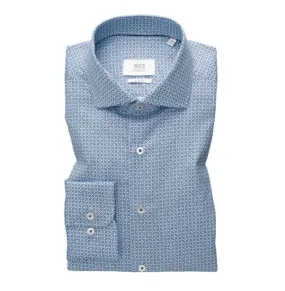 Eterna X-Tall Blue Floral Pattern Shirt Blue
