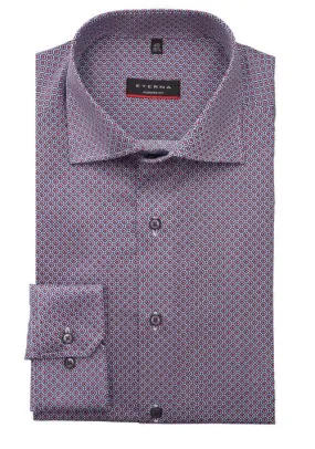 Eterna X-Tall Wine & Navy Print Shirt Wine