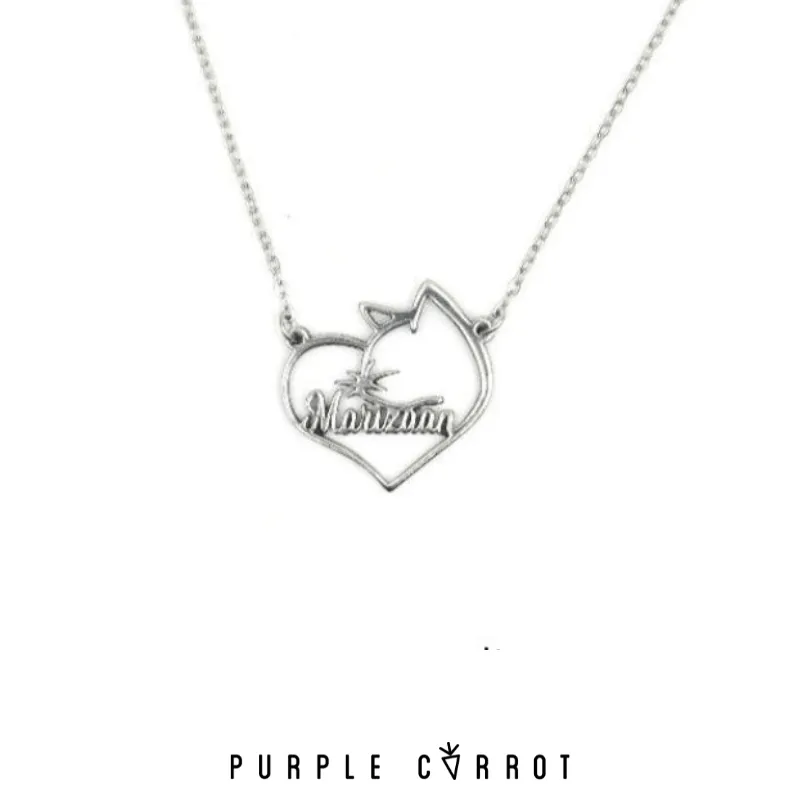 Feline love Name Cut-out Necklace