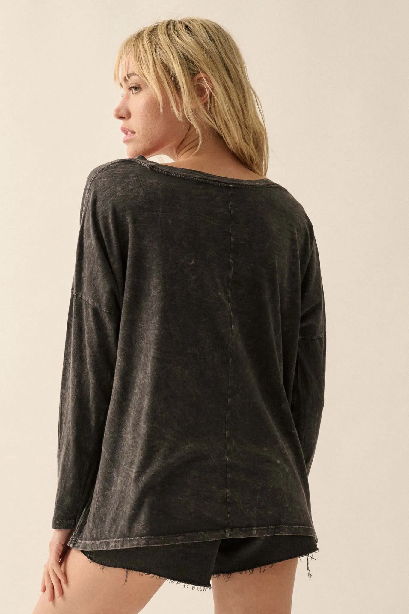 Fierce Tiger Vintage-Wash Long-Sleeve Graphic Tee