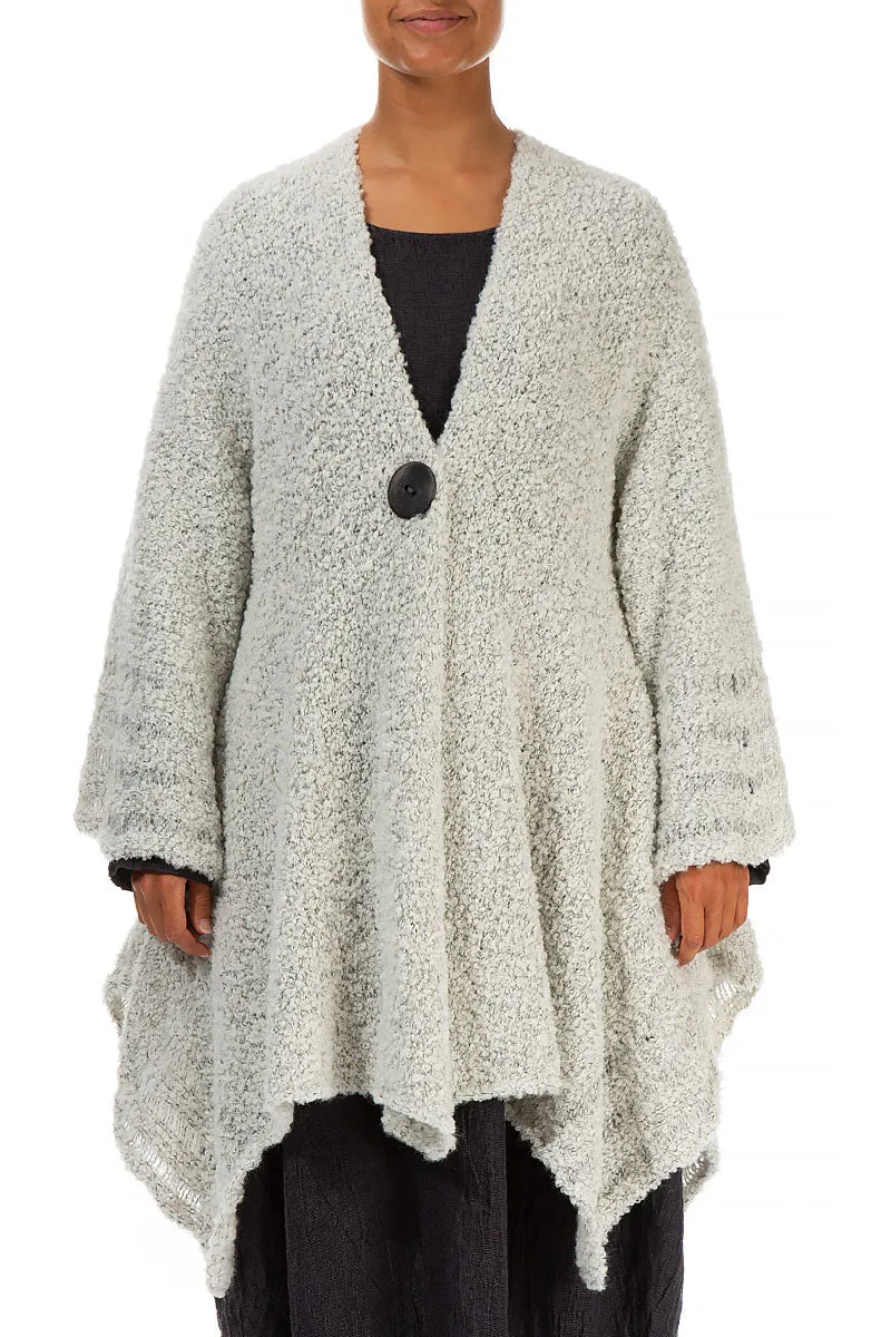 Flared Mélange Ivory Alpaca Wool Cardigan