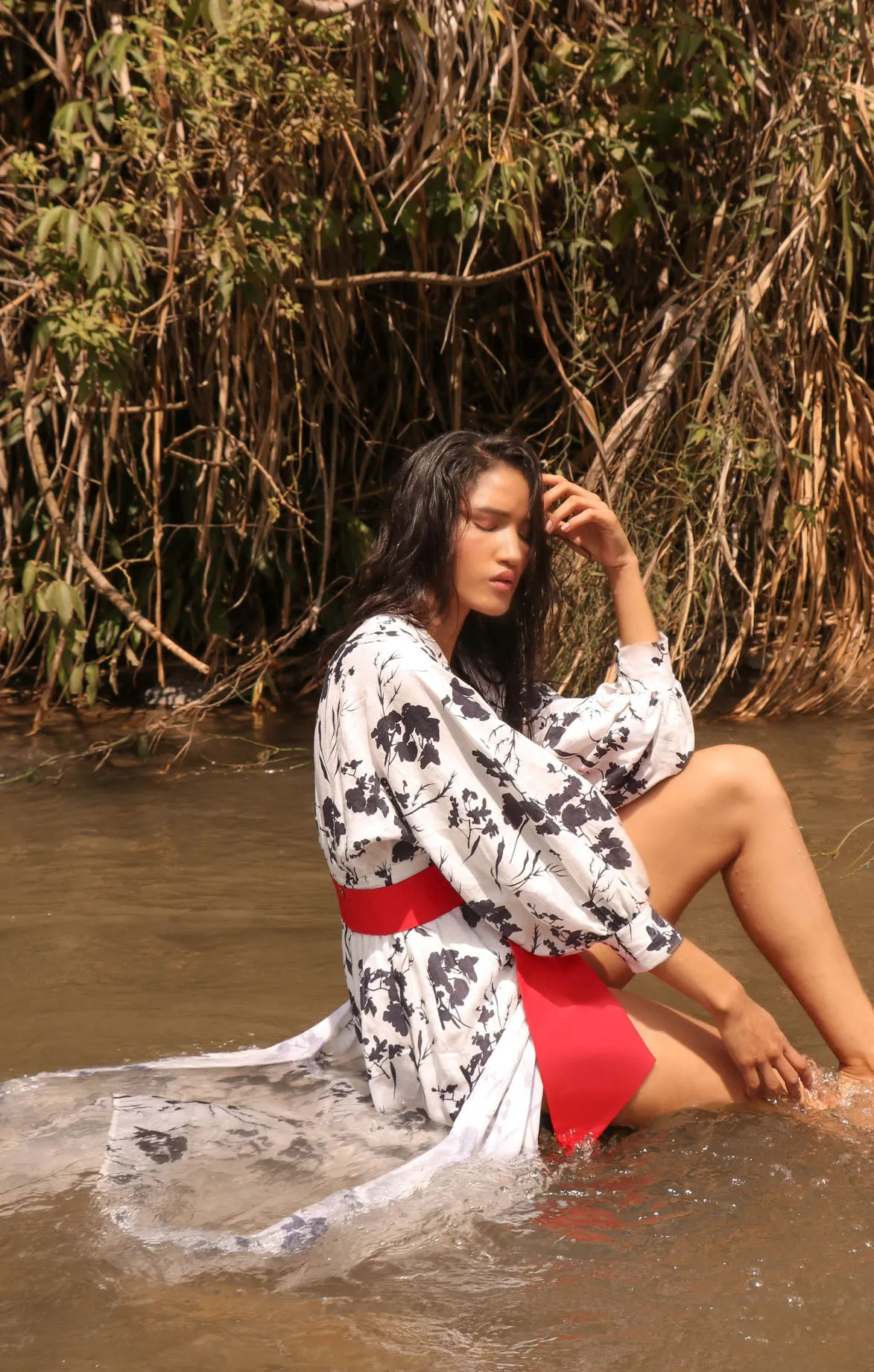 Flora Print Navy Maxi Dress
