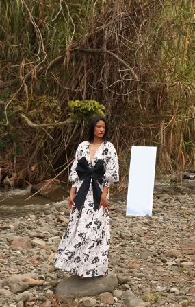 Flora Print Navy Maxi Dress