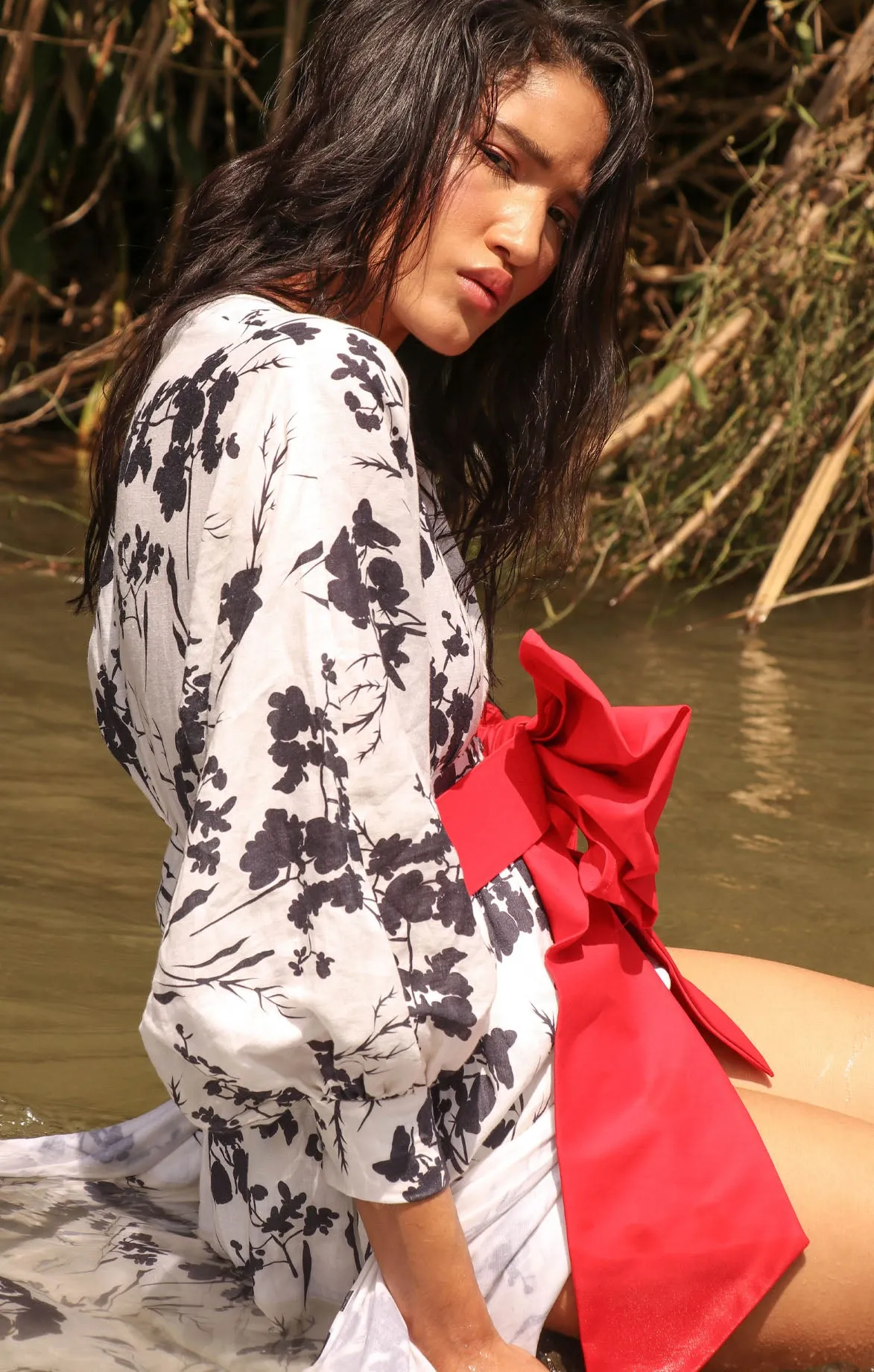 Flora Print Navy Maxi Dress
