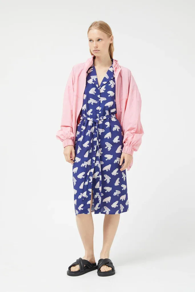 Frog Print Button-Front Dress