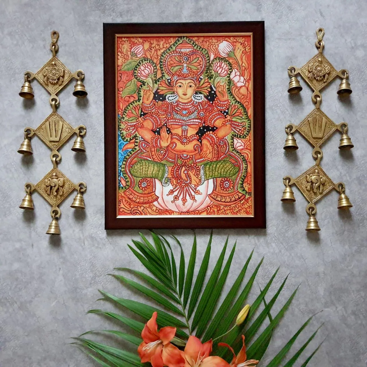Goddess Lakshmi Kerala Mural - Handpainted Wall Decor