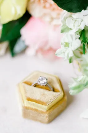 Golden Yellow Hexagon Ring Box