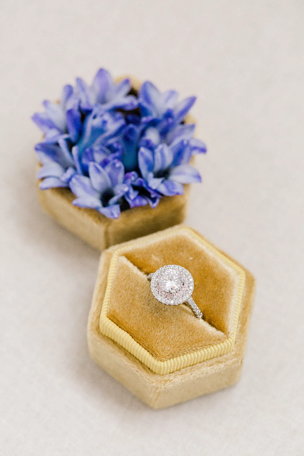 Golden Yellow Hexagon Ring Box