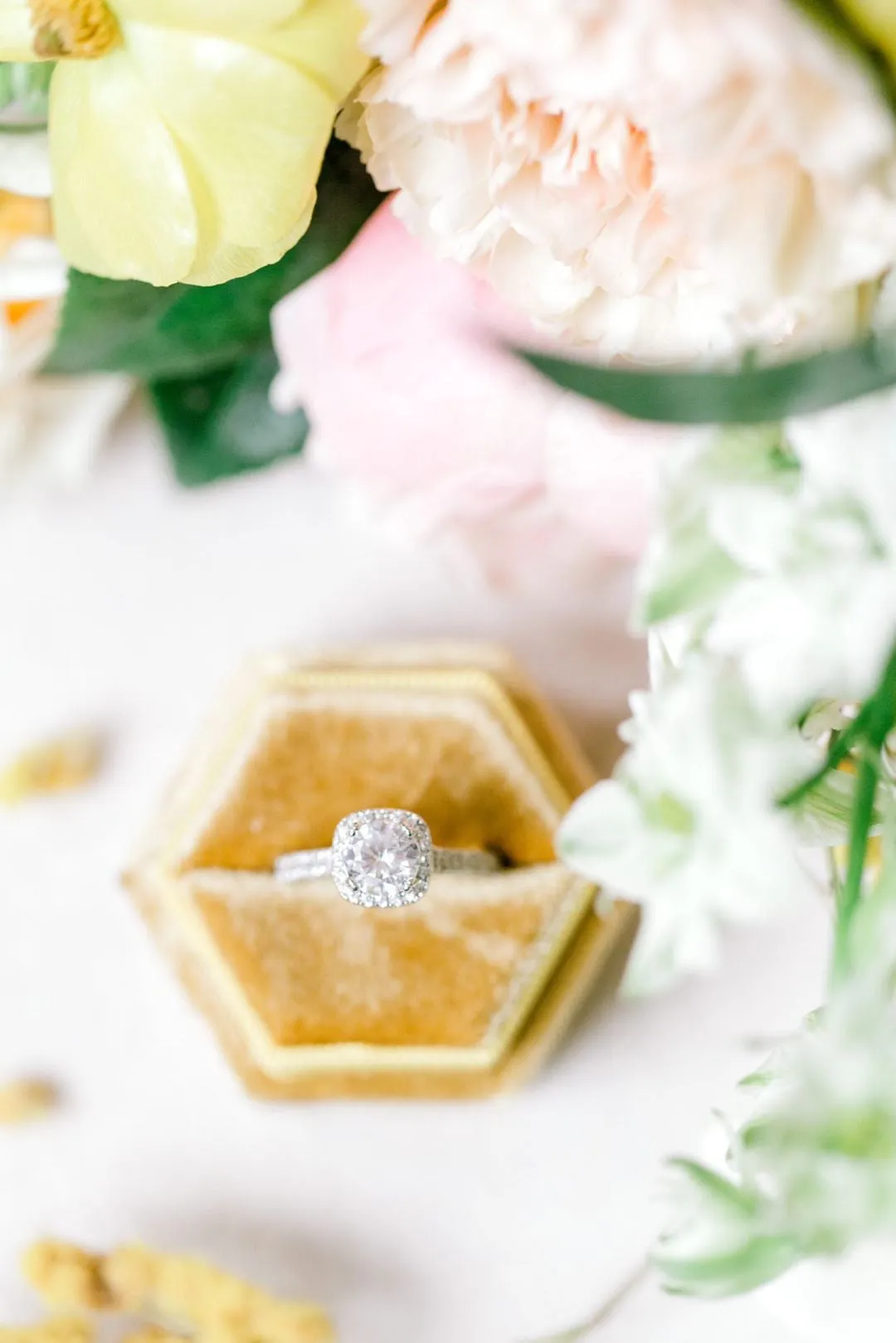 Golden Yellow Hexagon Ring Box