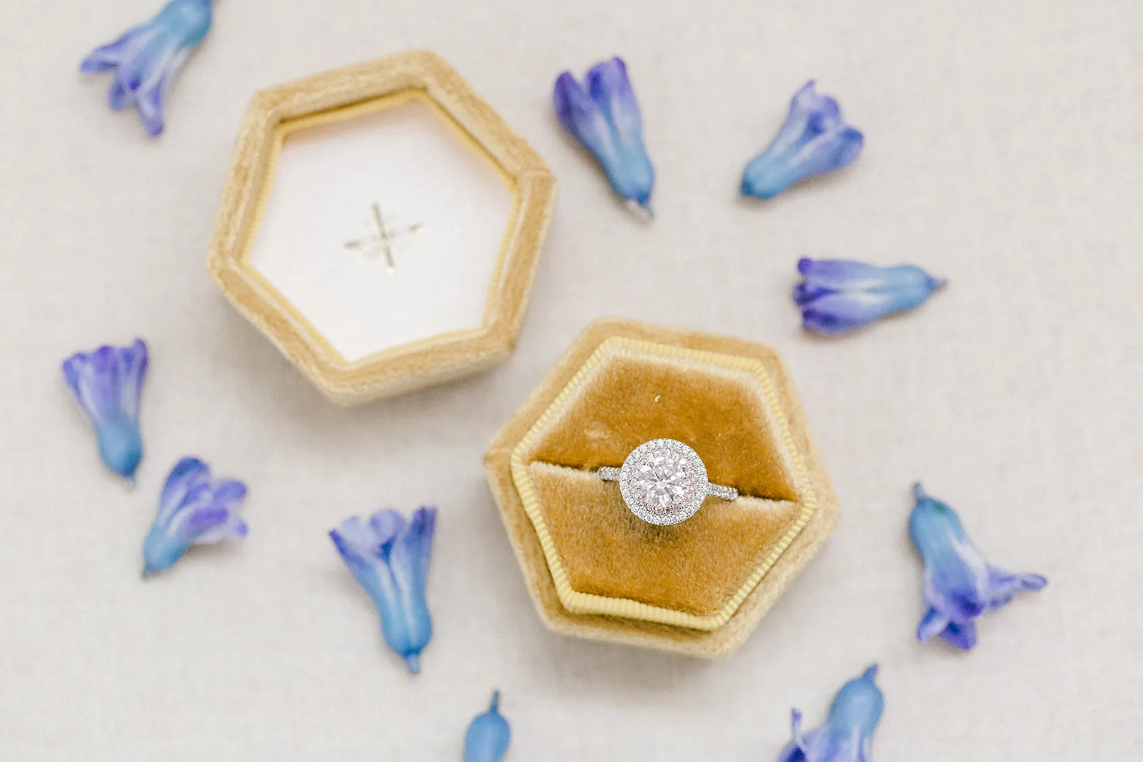 Golden Yellow Hexagon Ring Box