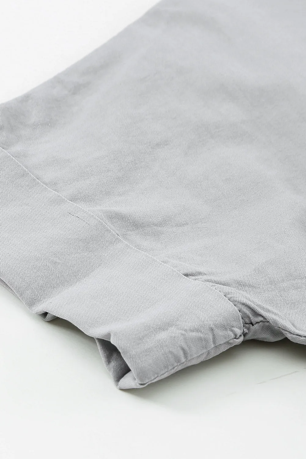 Green Turn-down Collar Short Sleeve Denim Shirt