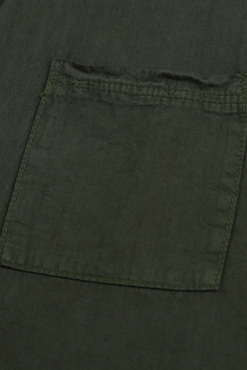 Green Turn-down Collar Short Sleeve Denim Shirt